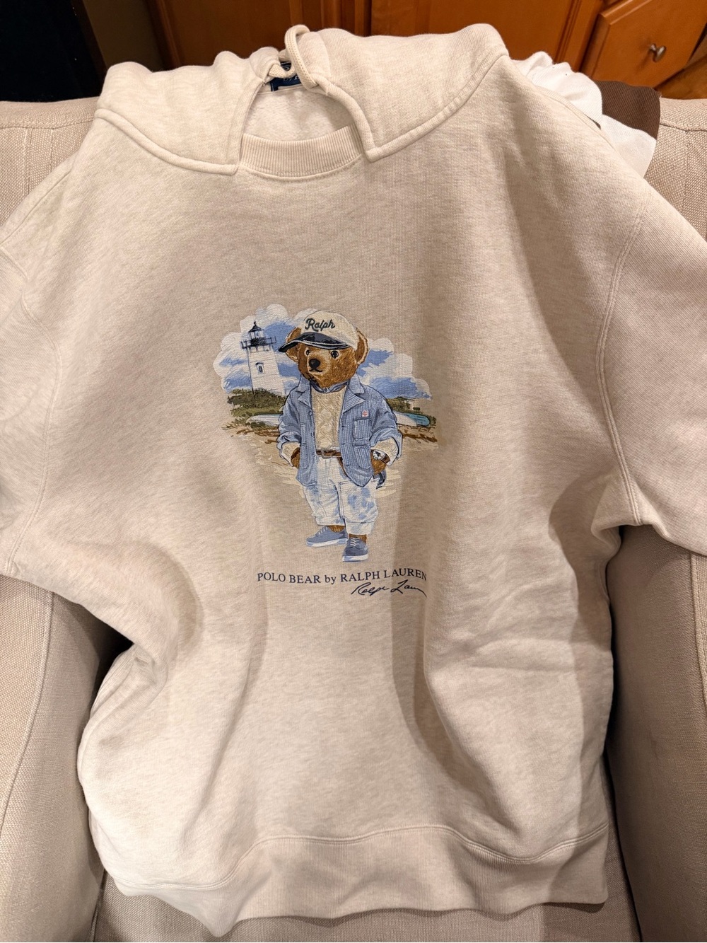 Ralph Lauren Cream Polo Bear Crewneck Sweatshirt